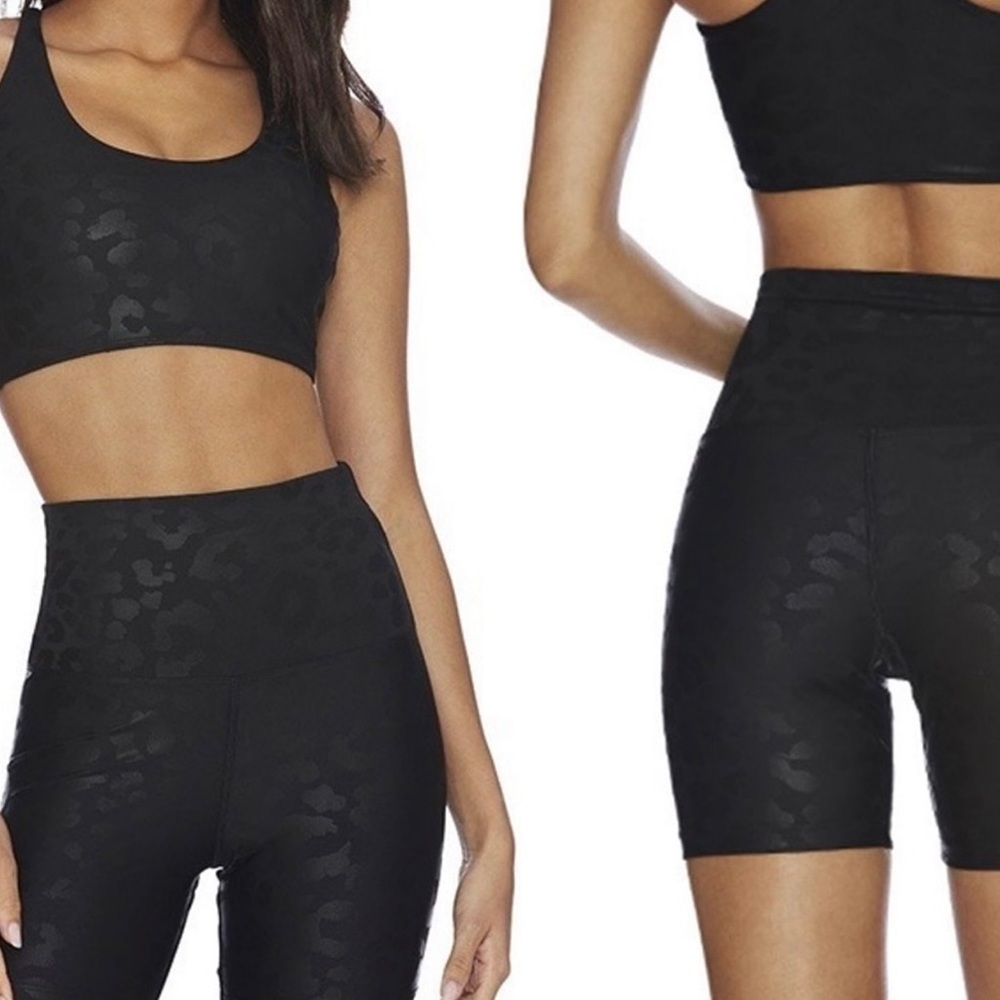 Beach Riot Rocky Athletic Bike Shorts in Black Leopard Animal Print Size XS